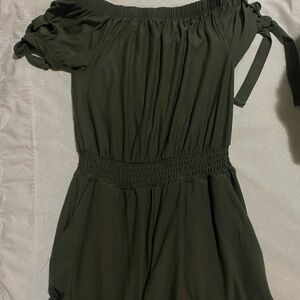 Off-Shoulder Dark Green Romper